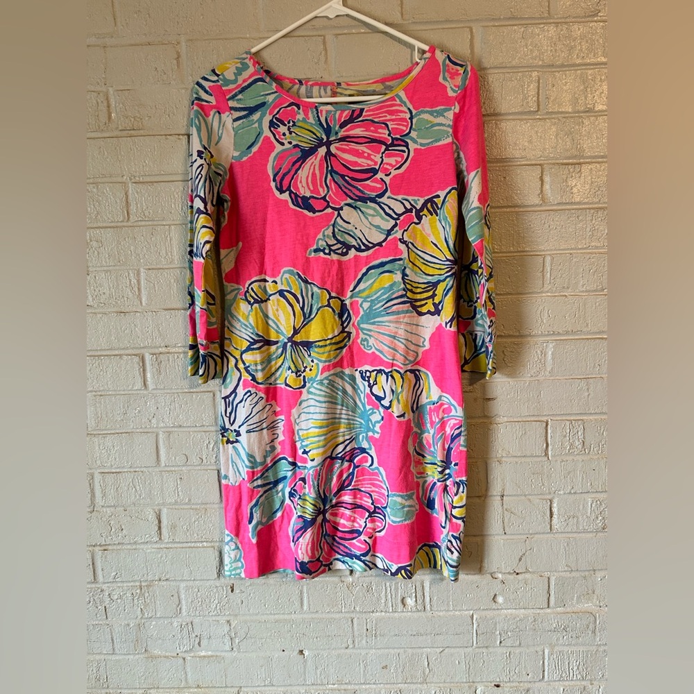 Lilly Pulitzer Swept by the Tides Marlowe Dress Womens Size XS Pink Pima Cotton